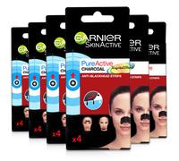 6x Garnier Pure Active Charcoal Anti Blackhead Nose Forehead Chin Strips 4pcs