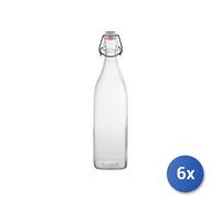 6X Glass Bottles Swing Model By Bormioli Rocco With White Cap