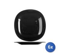 6x Glass Opal Plates Cute Fruit Black 19cm