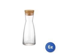 6x Glass Pitchers Ypsilon with Cork Lid 0.5 Liters Transparent Bormioli