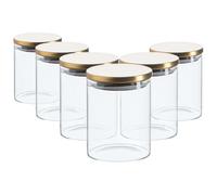 6x Glass Storage Jar with Metal Lids Modern Kitchen Food Storage 750ml Gold