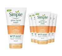 (6x Glow) 6 Pack of 150ml, Simple Protect & Glow Express Glow Clay Polish Face Wash