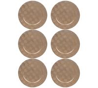 Urbn-Living Urbnliving 33Cm Depth 6 Pcs Charger Table Plates Set Gold 3D Box Weave Design