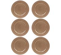 URBNLIVING 33cm Depth Charger Reusable Plates Set Gold Box Weave Design Table Plate for Christmas Halloween Wedding Party Catering Event Decoration Perfect for Any Occasion - Acrylic Material