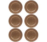 (6x Gold Pyramid) 33cm Charger Plates Set Silver Gold 3D Placemats Box Mosaic Weave Pyramid Design