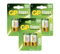 6x GP Super C Alkaline Batteries 1.5V LR14 MN1400 Baby Size