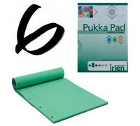6x Green Pukka Pad A4 80gsm Ruled With Margin 100 Pages 50 Sheets