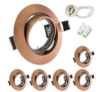 6x GU10 Downlights for Ceilings 360° Tilt Swivel Recessed Ceiling Lights Metal Frame Round Antique Copper GU10 Light Fitting with Lampholders 240V, Outer Diameter: 90mm, Cut-out: 68-85mm, No Bulbs