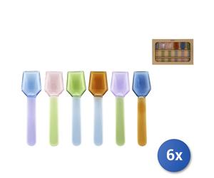 6x H&H Confezioni Gelato Spoons Glass Bi-Color Assorted