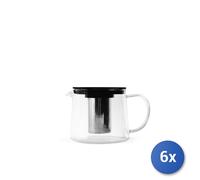 6x H&H Glass Borosilicate Teapot With 18/10 Stainless Steel Filter, 1 lt