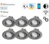 6x Hama Wifi LED Recessed Light 5W/32W Nickel WLAN Spotlight App Control