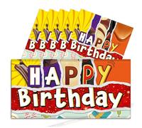6x Happy Birthday Chocolate Bar Wrappers. Husband Wife Son Daughter Family Father Dad Mum Gift Work Fun Friend Present (Chocolate Not Included). Pack of 6.