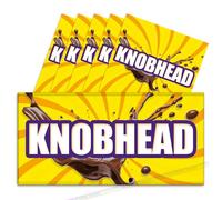 6x Knobhead Funny Chocolate Bar Wrappers. Rude Joke Husband Wife Birthday Work Secret Santa Gift Novelty Prank Fun Friend Present (Chocolate Not Included). Pack of 6.