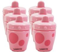 6X Ladybird Flip Top Non Spill First Beaker 120ml Pink