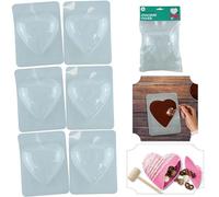 6X Large Flexible Chocolate Moulds, Easter, Valentine's Day Gift Plastic Molds, 13.5cm Non-Stick 3D Transparent Heart Shaped Moulds for Making Handmade Soap, Chocolate, Soap Candles and Jelly-Brown