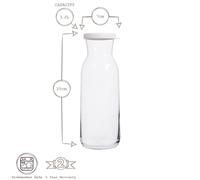 6x LAV White Lid 1.2L Fonte Glass Carafes Clear Water Wine Decanter Bottle Set