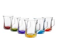 LAV Glassware Lav Zen+ Coloured Base Glass Coffee Mugs - 225Ml - Multicolour - Pack Of 6