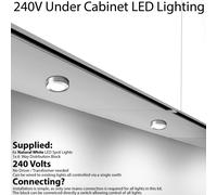 Loops 6x CHROME Round Surface or Flush Under Cabinet Kitchen Light Kit - 240V Mains Powered - Natural White LED Loops White