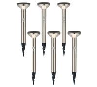6x LED Solar Garden Lamp Garden Light with Sensor Pluggable IP44 Chrome Matt