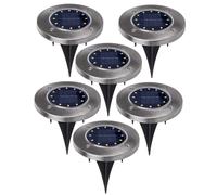 6x Solar Garden Light on Spike 6-Piece Set Pathway Entryway Ground Lamp IP44 HQ