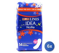 6X Lines Idea Night Anatomical Extra Long Absorbent 14 Pieces