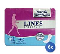 6x Lines Specialist for Incontinence 16 Pieces Mini Plus