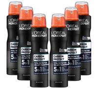 6x L'Oréal Men Expert 48h 5in1 Anti-Perspirant Spray Carbon Protect 150ml