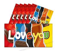 6x Love You Chocolate Bar Wrappers. Husband Wife Mum Mam Mother Dad Father Family Birthday Work Secret Santa Gift Novelty Prank Fun Friend Present (Chocolate Not Included). Pack of 6.