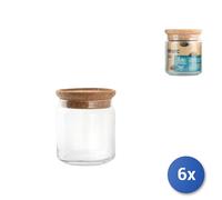 6X Luminarc Glass Jar Pure 0.75 Cl With Cork Lid