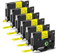 6X MarkField Compatible Label Tape Replacement for Brother Ptouch TZ TZe-631 12mm x 8m Tape Cassette, Work for PT-H105 H100R H75 H100LB H101C 1000 1005 D200 E110 D400, Black on Yellow