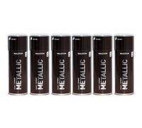 6x Maston Spray Paint Metallic Gloss Black 400ml