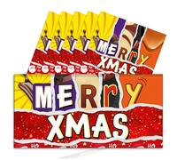 6x Merry Xmas Chocolate Bar Wrappers. Funny Work Christmas Secret Santa Gift Novelty Prank Fun Friend Present (Chocolate Not Included). Pack of 6.