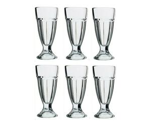6x Milkshake Glasses Dessert Sundae Ice Cream Soda Tall American Style 300ml New