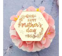 6x Mother's Day Acrylic Cupcake Toppers - Gold Acrylic Cake Decoration by 3 Little Desserts (Style 2 Gold)
