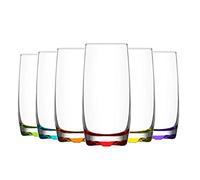 6X Multicolour 390ml Adora Highball Glasses - Tall Hi Ball Glass Water Gin Juice Cocktail Drinking Glassware Tumblers Set - by LAV