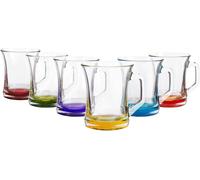 6x Multicolour Base 225ml Zen+ Glass Coffee Mugs - Tea Latte Cappuccino...
