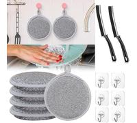 6x Multipurpose Wire Dishwashing Rags, 2x Crevice Cleaning Brushes, 6x Self Adhesive Hooks, Non- Scratch Wire Dishcloths, Dish Cleaning Cloths, Housekeeping Kitchen Bathroom Corners Brush Tool