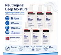 6x Neutrogena Deep Moisture Hypoallergenic Body Lotion 400ml, Sensitive Dry Skin