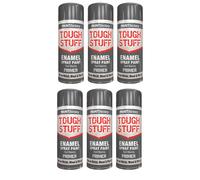 6x NEW TOUGH STUFF ENAMEL GREY PRIMER SPRAY PAINT FOR WOOD METAL PLASTIC 400ML