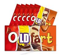 6x Old Fart Funny Chocolate Bar Wrappers. Rude Joke Fathers Mothers Day Birthday Work Secret Santa Gift Novelty Prank Fun Friend Present (Chocolate Not Included). Pack of 6.