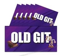 6x Old Git Funny Chocolate Bar Wrappers. Rude Joke Fathers Mothers Day Birthday Work Secret Santa Gift Novelty Prank Fun Friend Present (Chocolate Not Included). Pack of 6.