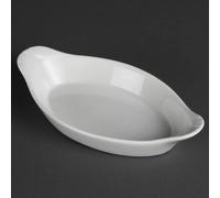 Olympia Whiteware Oval Eared Dishes 204mm Porcelain Serving Plates Oven Safe 6pc