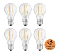 6x Osram LED Filament A60 6.5W=60W E27 Clear Neutral White 4000K Daylight Sensor