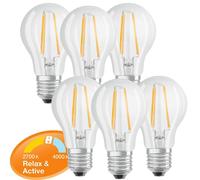 6x Osram LED Filament A60 7W=60W E27 Clear 2700K/4000K Warm & Cool