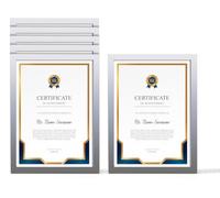 6x Pack A4 PICTURE PHOTO FRAMES STYRENE FRONT CERTIFICATE FRAME 21 X 29.7CM WALL MOUNTABLE OR TABLETOP PHOTOS DISPLAY HOME OFFICE DÉCOR DOCUMENT FRAME (Grey)