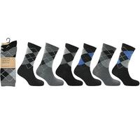 6x Packs Men's Fancy Design Calf-Length Socks Colorful Smart Work Suit Socks Cotton Rich Athletic Shoe Socks Casual Wear Socks Size UK 6-11 (UK, Alpha, One Size, Regular, Regular, Argyle)