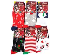 6x Pairs Ladies Novelty Fun Christmas Socks / UK 4-7 Eur 35-42 **Fantastic Gift Idea**