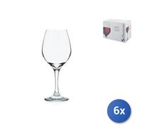 6x Pasabahce Red Wine Glass Amber Vertical Oblong Clear Glass 36.5 cl