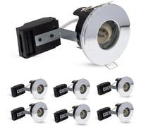 paul russells LED GU10 Recessed Ceiling Fire Rated Downlight Can with Polished Chrome Bezel, 65-70mm Cutout, IP65 Dust & Waterproof, Twist & Lock Design, Quick Connect, Décor Rooms, 6 Packs (NO Bulb)