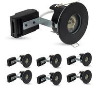 paul russells LED GU10 Recessed Ceiling Fire Rated Downlight Can with Black Bezel, 65-70mm Cutout, IP65 Dust & Waterproof, Twist & Lock Design, Quick Connect, Décor Rooms, 6 Packs (NO Bulb)